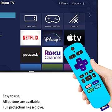 [2 Pack] Pinowu Remote Cover Suitable for Roku Voice Remote Control, Anti Slip Silicone Cover Compat...