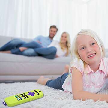 [2 Pack] Pinowu Remote Cover Suitable for Roku Voice Remote Control, Anti Slip Silicone Cover Compatible with Roku Express 4K+ 2021, Streaming Stick+ Remote (Turquoise + Green)