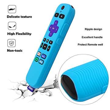 [2 Pack] Pinowu Remote Cover Suitable for Roku Voice Remote Control, Anti Slip Silicone Cover Compatible with Roku Express 4K+ 2021, Streaming Stick+ Remote (Turquoise + Green)