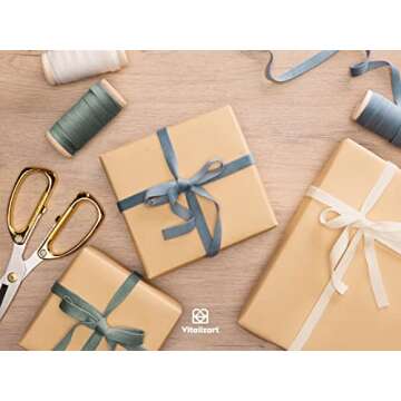 Vitalizart Velvet Ribbon Dusty Green Blue 3/8" x 15 Yd Fabric Trim 3 Rolls * 5 Yd for Christmas Wreath Decoration Craft Ornaments Gift Wrapping Bows