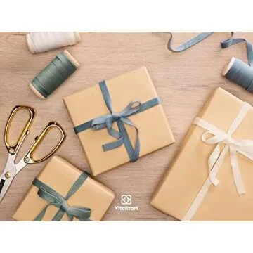 Vitalizart Velvet Ribbon Dusty Green Blue 3/8" x 15 Yd Fabric Trim 3 Rolls * 5 Yd for Christmas Wreath Decoration Craft Ornaments Gift Wrapping Bows