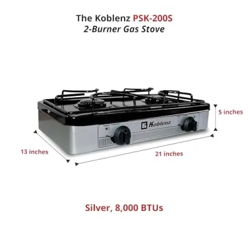 Koblenz PSK-200S Silver 2-Burner Gas Stove