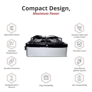 Koblenz PSK-200S Silver 2-Burner Gas Stove
