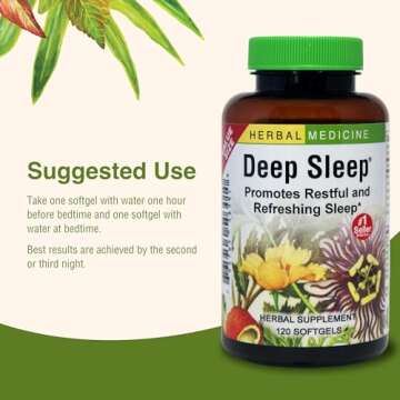 Herbs Etc. Deep Sleep Softgels - Herbal Sleep Support Supplement - Rest & Calming Support with Passionflower, Chamomile & Lemon Balm - 120 Softgels (120 Servings)