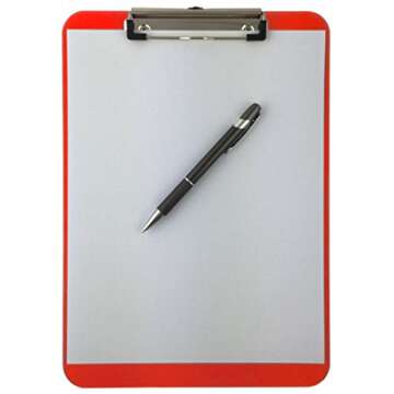 Trade Quest Plastic Clipboard Opaque Color Letter Size Low Profile Clip (Pack of 6) (Red)