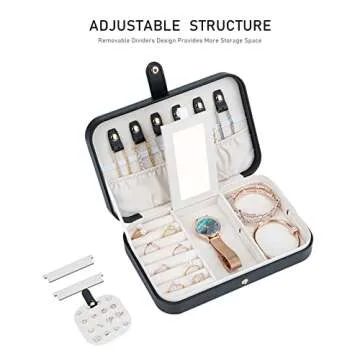 V-LAFUY Small Jewelry Box, Travel Jewelry Case Portable Jewelry Boxes for Women, 2-Layer Jewelry Travel Organizer, Gift for Women Girls, Black B