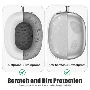 3 in 1 Set Case for AirPods Max Headphones, Clear Soft TPU Anti-Scratch Protective Case Cover, No Yellowing Transparent Accessories for Apple AirPods Max (2024 USB-C /2020 Lightning) -GlitterClear