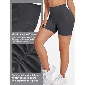 YEOREO Seamless Scrunch Workout Shorts for Women High Waisted Butt Lifting Gym Yoga Biker Shorts Coal S