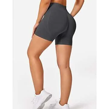 YEOREO Seamless Scrunch Workout Shorts for Women High Waisted Butt Lifting Gym Yoga Biker Shorts Coal S