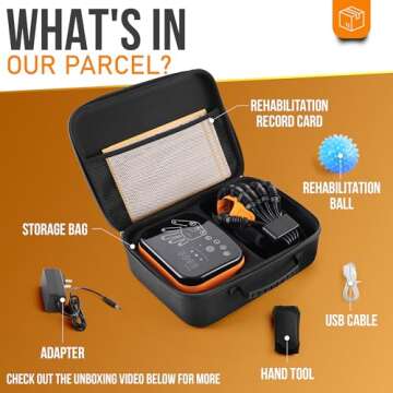 Linkox Hand Rehabilitation Robot Gloves - Robot Hand Glove for Stroke, Paralysis & Arthritis Patients - Includes Black Organizer Bag - Right Hand M