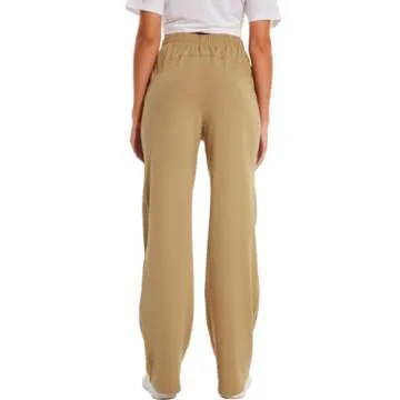 HOdo 32"/34"/36" Inseam Womens Tall Yoga Sweatpants Quick Dry Long Joggers Lounge Yoga Pants with Pockets-Light Khaki-36-2XL