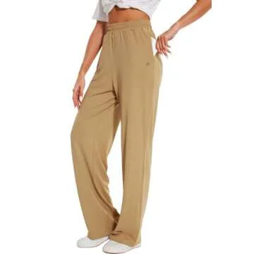 HOdo 32"/34"/36" Inseam Womens Tall Yoga Sweatpants Quick Dry Long Joggers Lounge Yoga Pants with Pockets-Light Khaki-36-2XL