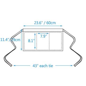 BOHARERS Waist Apron with 3 Pockets - Black Waitress Waiter Server Short Aprons