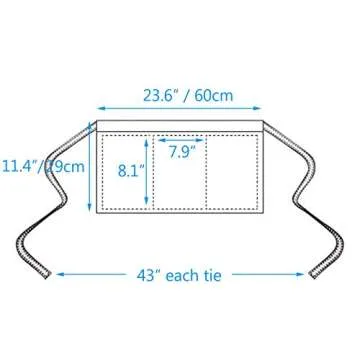 BOHARERS Waist Apron with 3 Pockets - Black Waitress Waiter Server Short Aprons