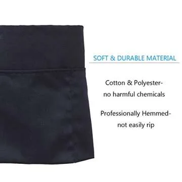 BOHARERS Waist Apron with 3 Pockets - Black Waitress Waiter Server Short Aprons