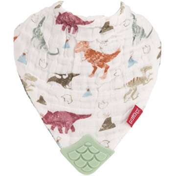 Nuby Baby Bibs - 3 Pc Muslin Bibs - Reversible 100% Natural Cotton Teething Bib - Baby Bibs For Girls And Boys, Baby Essentials