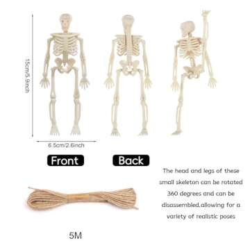 Jocomoni 6Pcs Mini Skeletons for Halloween Decor