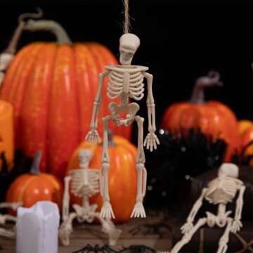 Jocomoni 6Pcs Mini Skeletons for Halloween Decor