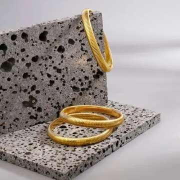 Golden Cloud Gold Bangle Bracelets Set Non Tarnish Stylish Gift for Women