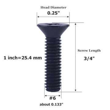 VAMUOEFL 100 Pcs #6-32 x 3/4" Stainless Steel Countersunk Screws