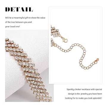 JEAIRTS Sparkly Rhinestone Choker Necklace for Women