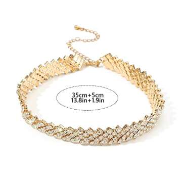 JEAIRTS Sparkly Rhinestone Choker Necklace for Women
