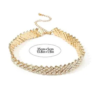 JEAIRTS Sparkly Rhinestone Choker Necklace for Women