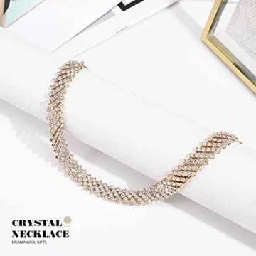 JEAIRTS Sparkly Rhinestone Choker Necklace for Women