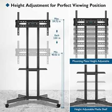 BONTEC Mobile TV Cart - Adjustable and Universal for 32-85 TVs