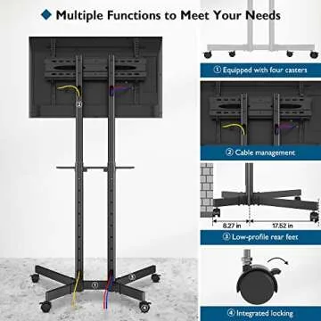 BONTEC Mobile TV Cart - Adjustable and Universal for 32-85 TVs