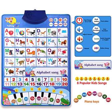 Bilingual Electronic Interactive Alphabet Wall Chart, Talking ABC & 123s & Eng & Spanish & Songs & P...