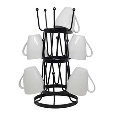 Neat-O Stylish Steel Mug Tree Holder Organizer Rack Stand (Black)