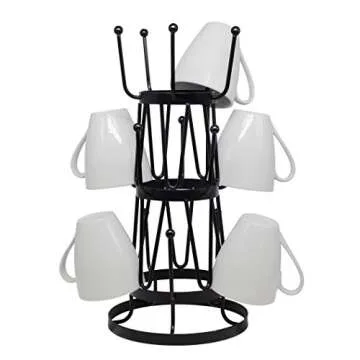Neat-O Stylish Steel Mug Tree Holder Organizer Rack Stand (Black)
