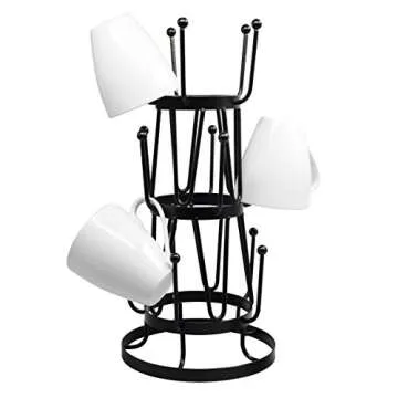 Neat-O Stylish Steel Mug Tree Holder Organizer Rack Stand (Black)