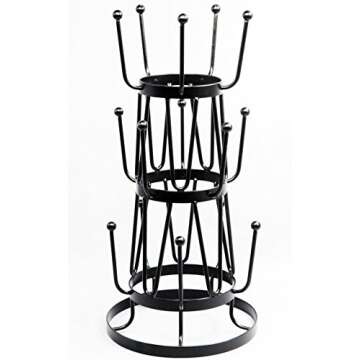 Neat-O Stylish Steel Mug Tree Holder Organizer Rack Stand (Black)