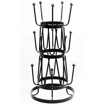 Neat-O Stylish Steel Mug Tree Holder Organizer Rack Stand (Black)