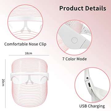 Yofuly 7 Colors LED Facial Face Mask - Rechargeable & Portable