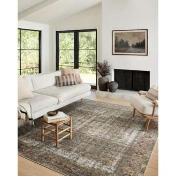 Loloi Amber Lewis Georgie Collection GER-07 Moss/Salmon 8'-4" x 11'-6", .19" Pile Height, Area Rug