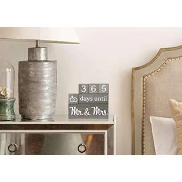 Wedding Countdown Calendar Wooden Blocks for Engagement Gifts