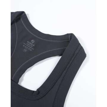 AUROLA Essentials Seamless Sleeveless Raceback Top,Women Subtle Marl Workout Square Neck Fitted Tank,Dark Grey,M