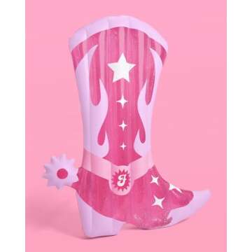xo, Fetti Cowgirl Boot Pool Float - 6 ft Glitter | Last Rodeo Bachelorette Pool Decorations, Western Birthday Party Supplies, Space Cowboy, Nashville Bride Gift, Bday Favor