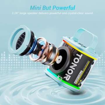 TONOR Mini Karaoke Machine with 2 Wireless Microphones, Portable Bluetooth Speaker for Kids Adults w...