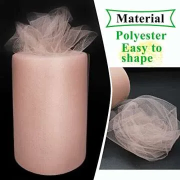 Blush Tulle Fabric Rolls 6 Inch by 100 Yards (300 feet) Fabric Spool Tulle Ribbon for DIY Blush Tutu Bow Baby Shower Birthday Party Wedding Decorations Christmas Craft Supplies