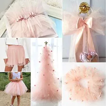 Blush Tulle Fabric Rolls 6 Inch by 100 Yards (300 feet) Fabric Spool Tulle Ribbon for DIY Blush Tutu Bow Baby Shower Birthday Party Wedding Decorations Christmas Craft Supplies