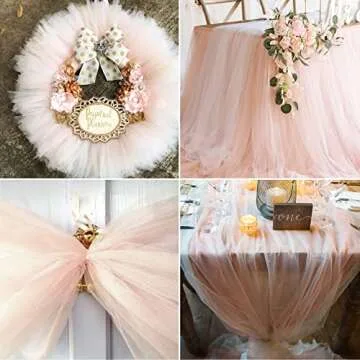 Blush Tulle Fabric Rolls 6 Inch by 100 Yards (300 feet) Fabric Spool Tulle Ribbon for DIY Blush Tutu Bow Baby Shower Birthday Party Wedding Decorations Christmas Craft Supplies