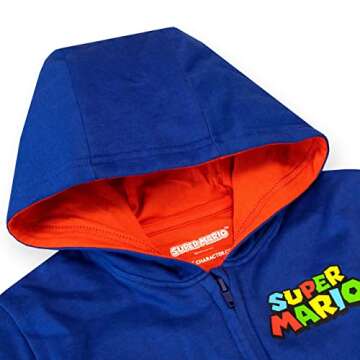 Super Mario Hoodie | Hoodies for Boys | Luigi Zip Hoodie | Kids Sweatshirts Blue 10
