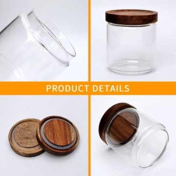 Flrolove Glass Canisters Set with Wooden Lids for Storage