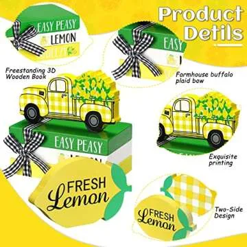 Lemon Decor Set - Summer Wooden Tiered Tray Essentials