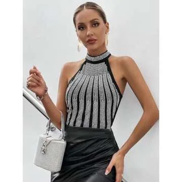 Stylish SweatyRocks Women's Halter Sequin Top for Parties