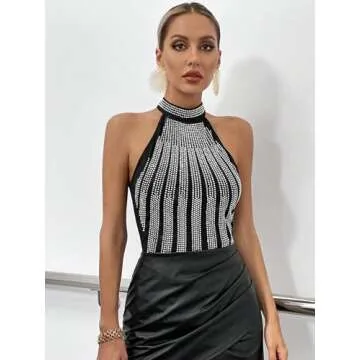 Stylish SweatyRocks Women's Halter Sequin Top for Parties